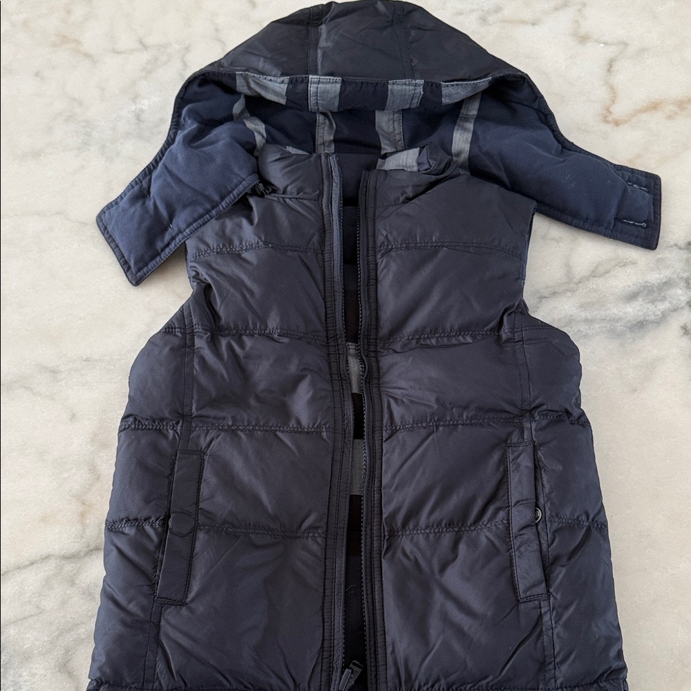 Kids Burberry Navy Hooded duck Down reversible Vest
